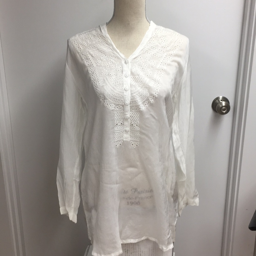 Johnny Was Mini Eyelet Embroidery Tunic